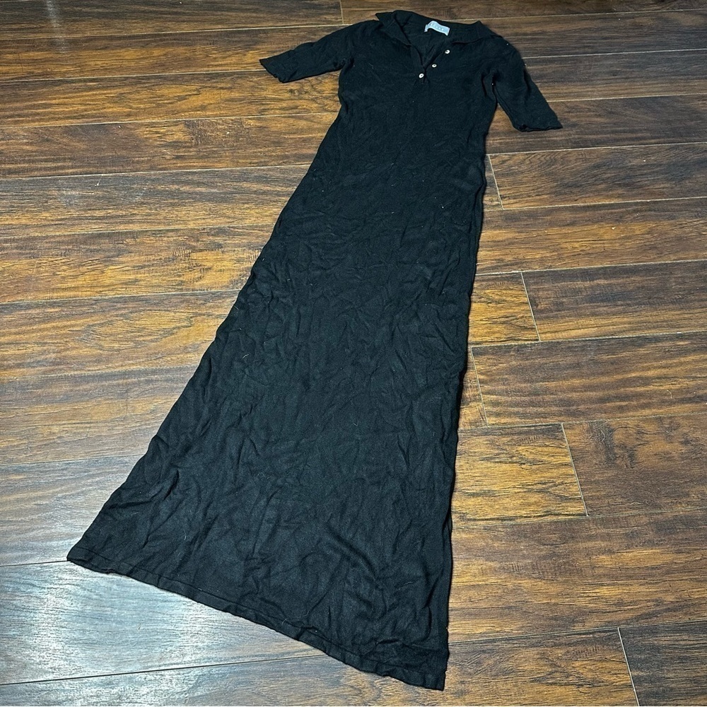 Nyland Black Collared Knit Maxi Dress